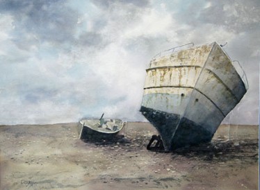 Beached, Watercolor by Doug DeWolfe of New View