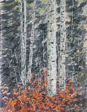 Birch in Autumn, Watercolor by Doug DeWolfe of New View