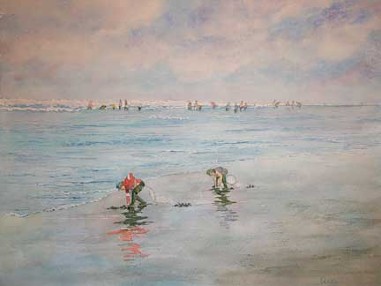 Clam Diggers, Watercolor by Doug DeWolfe of New View