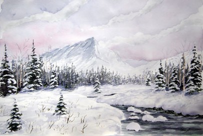 Snowy Brook, Watercolor by Doug DeWolfe of New View