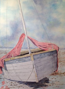 Sail Boat at Rest, Watercolor by Doug DeWolfe of New View